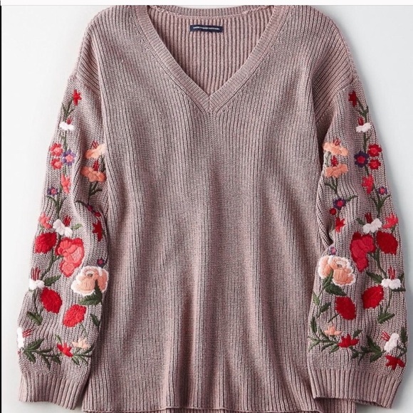 American Eagle Outfitters Sweaters - American Eagle Embroidered Floral Sweater